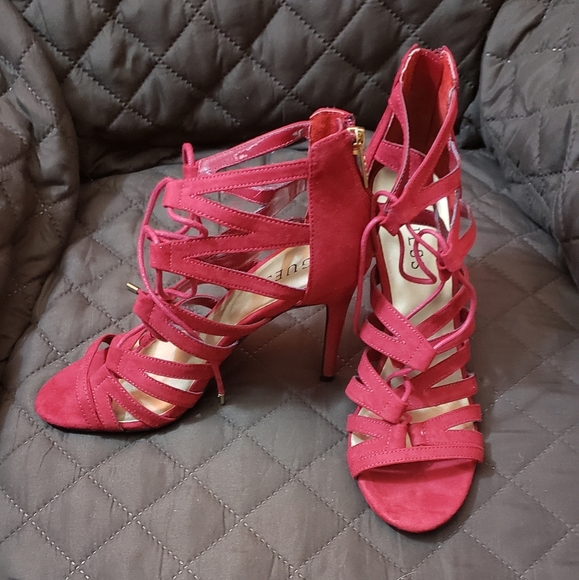 guess red sandals